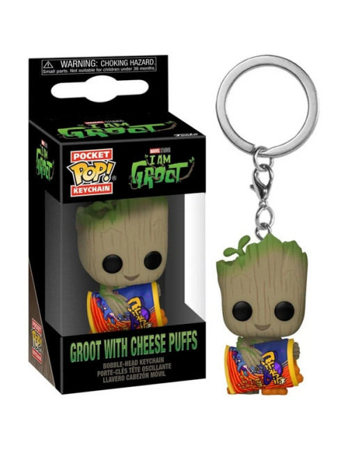 Marvel - Pop! Pocket I'm Groot - Porte-clé Groot Cheese Puffs