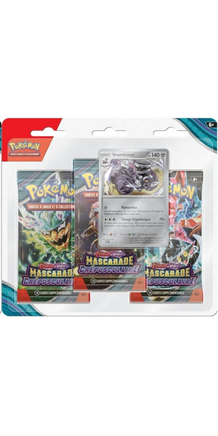 Pack de 3 Boosters Pokémon EV06 - Ecarlate et Violet - Mascarade Crepusculaire : Vrombotor