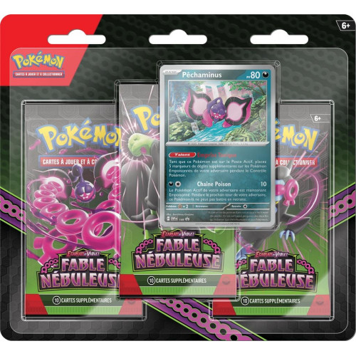 Pokemon 3 boosters EV6.5 écarlate et violet Fable nébuleuse : pêchaminus